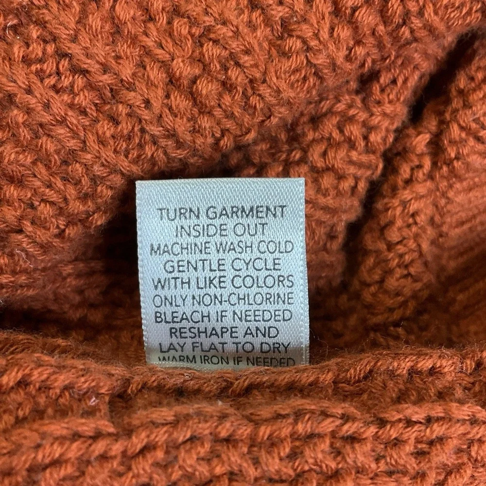 Christopher & Banks Women's Medium Orange Ribbed Zip‎ Up Knit Sweater Jacket